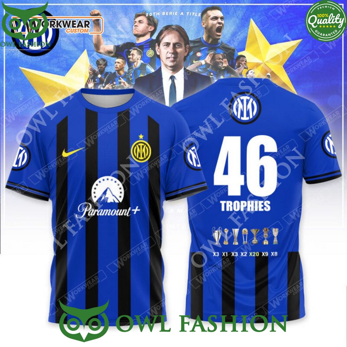 Inter Milan 46 Trophies Paramount Serie A Italy 3D - Adult & Kids T-Shirts, Sweatshirts & Hoodies apparel design preview 1