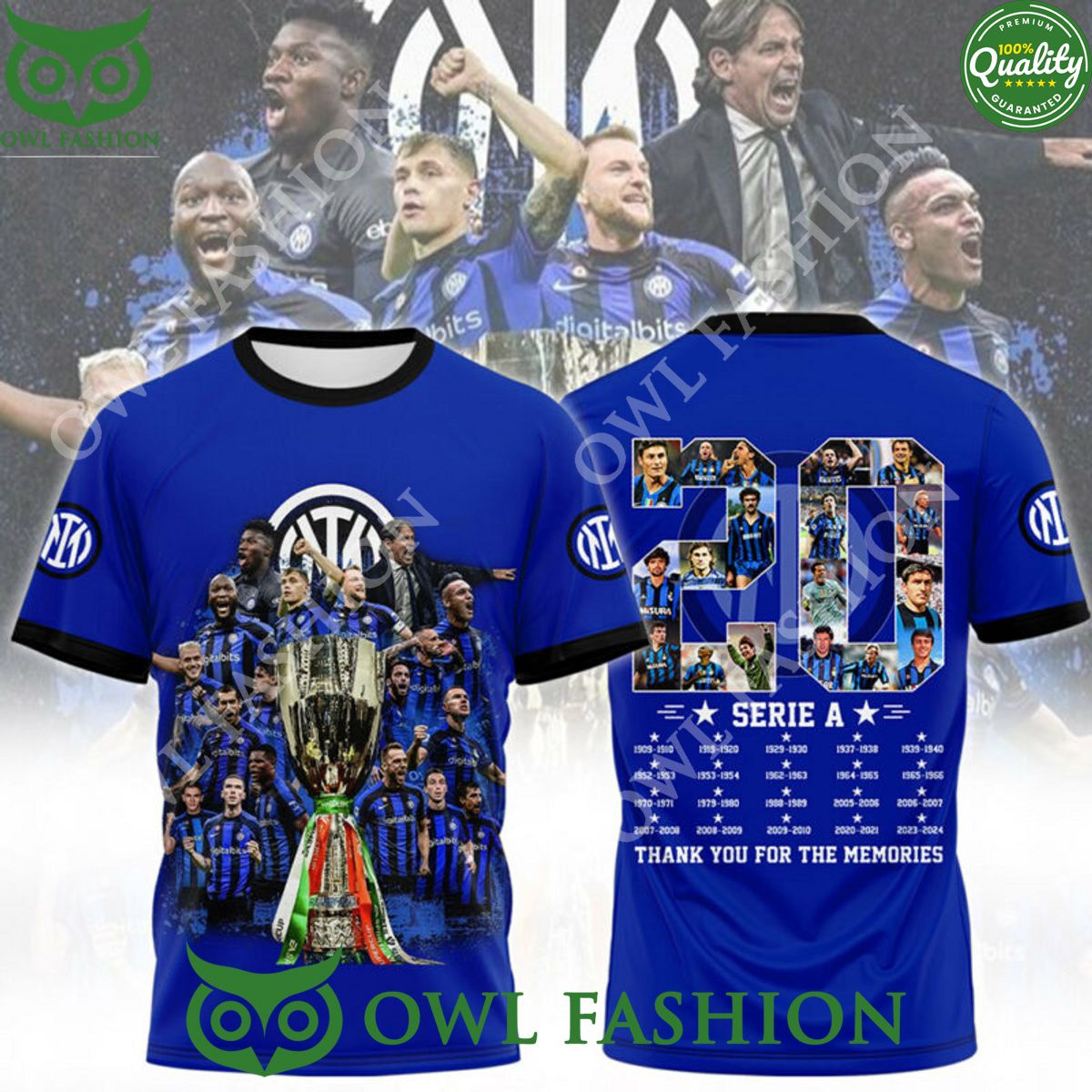 Inter Milan Football Champions Serie A 3D - Adult & Kids T-Shirts, Sweatshirts & Hoodies apparel design preview 1