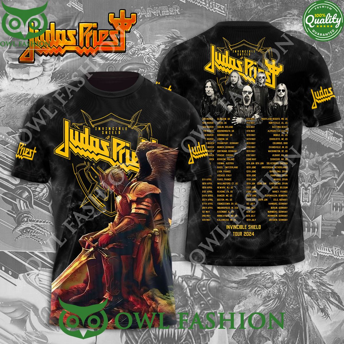 Invincible Shield Tour Judas Priest USA 2024 - Adult & Kids T-Shirts, Sweatshirts & Hoodies apparel design preview 1