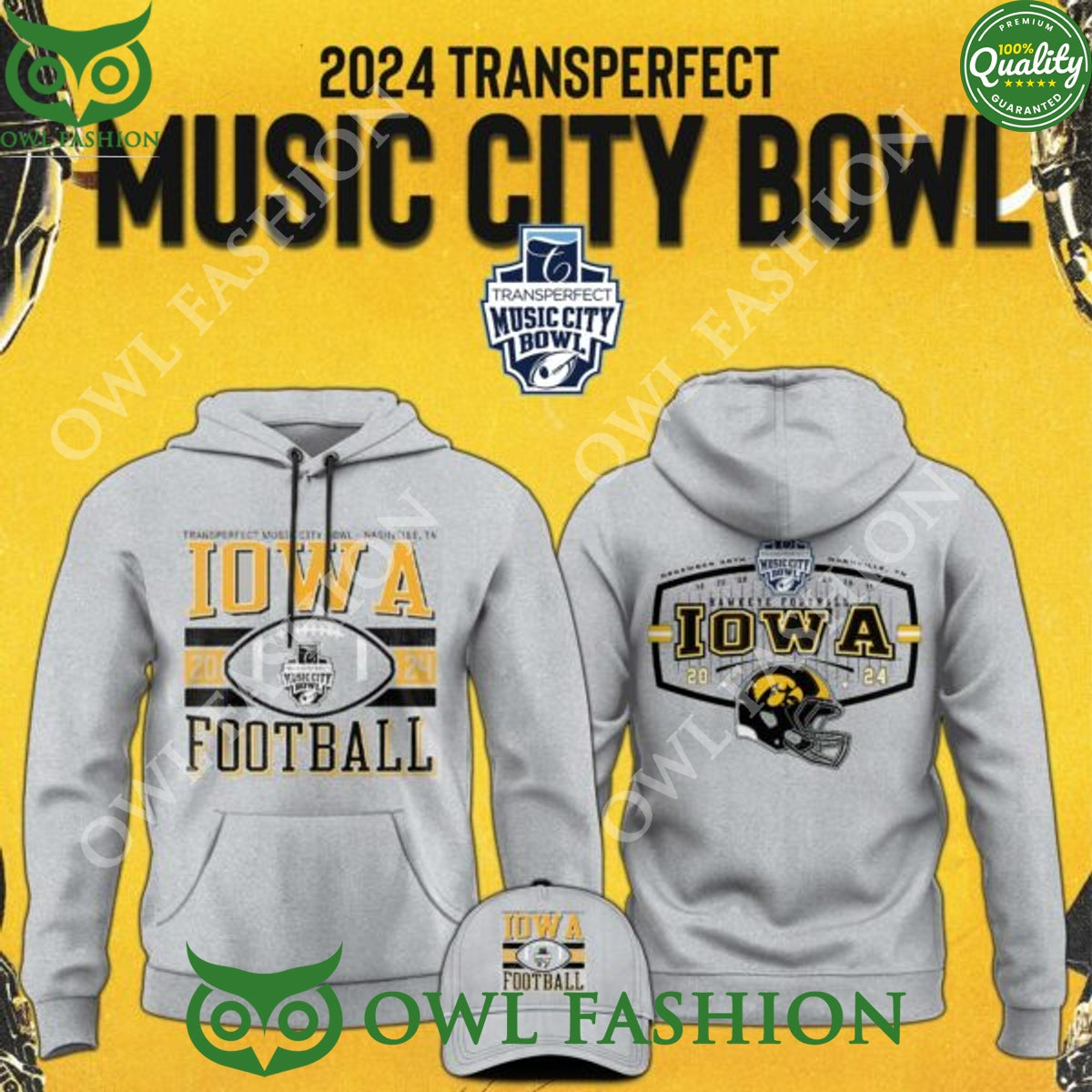 Iowa Football 2024 TransPerfect Music City Bowl - Adult & Kids T-Shirts, Sweatshirts & Hoodies apparel design preview 1