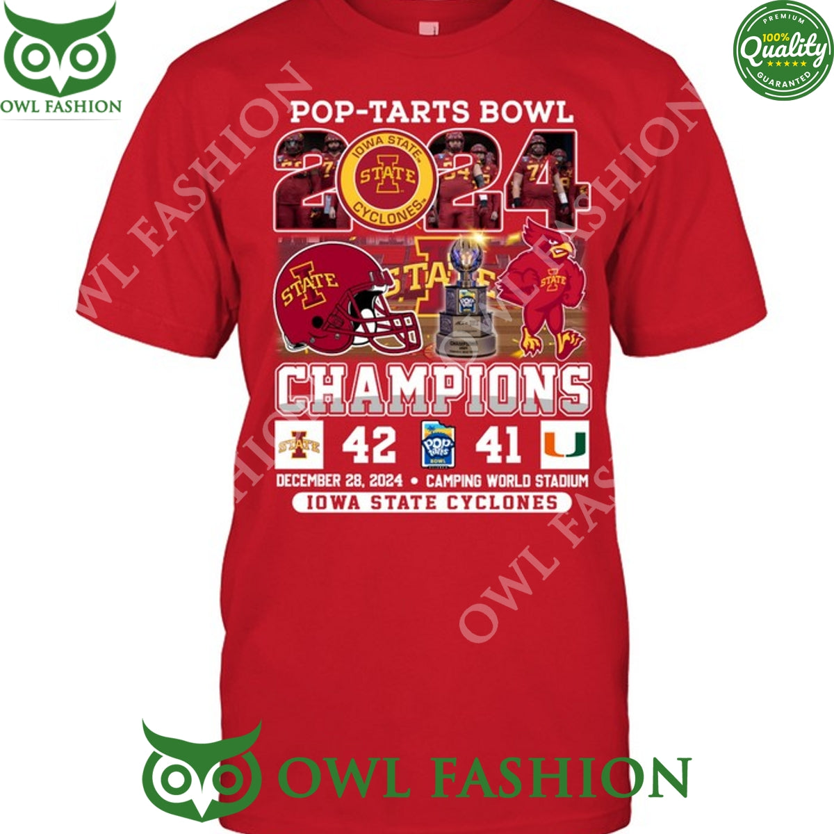 Iowa State Cs Bowl Pop Tarts champions 42 41 - Adult & Kids T-Shirts, Sweatshirts & Hoodies apparel design preview 1