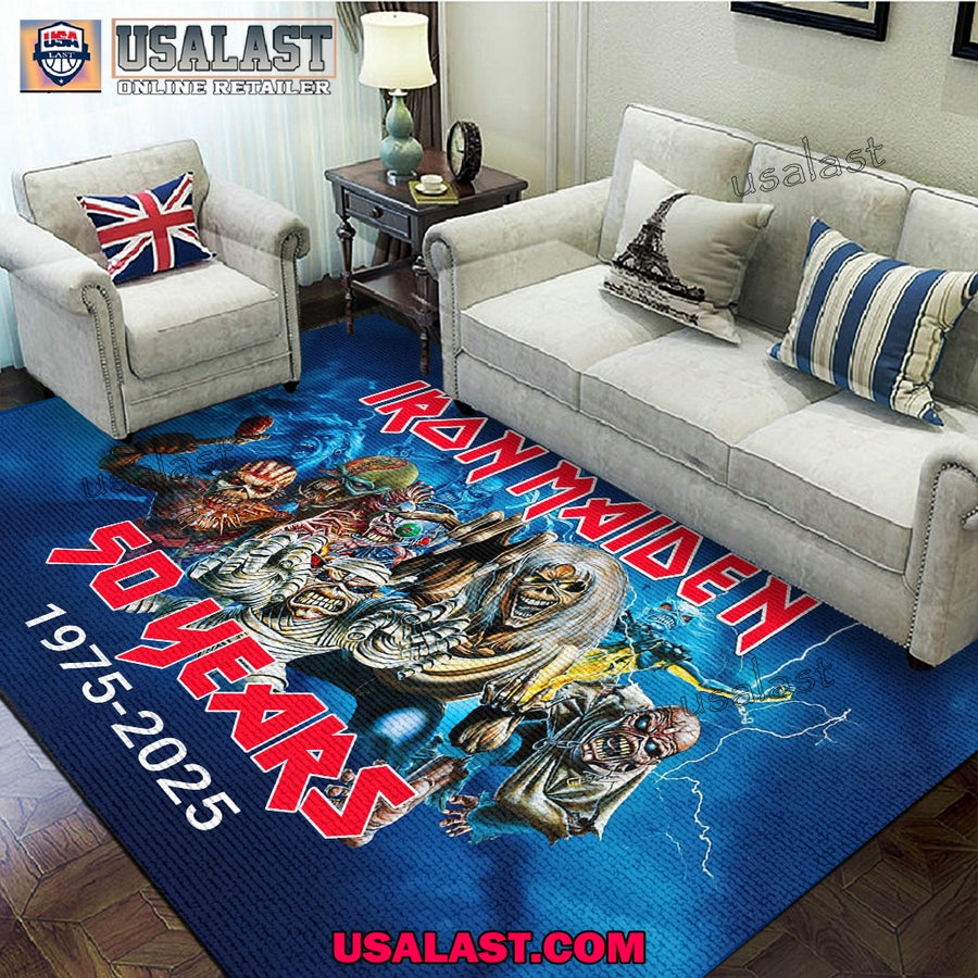 Iron Maiden 50 Years 1975-2025 Rectangle Rug - Adult & Kids T-Shirts, Sweatshirts & Hoodies apparel design preview 1