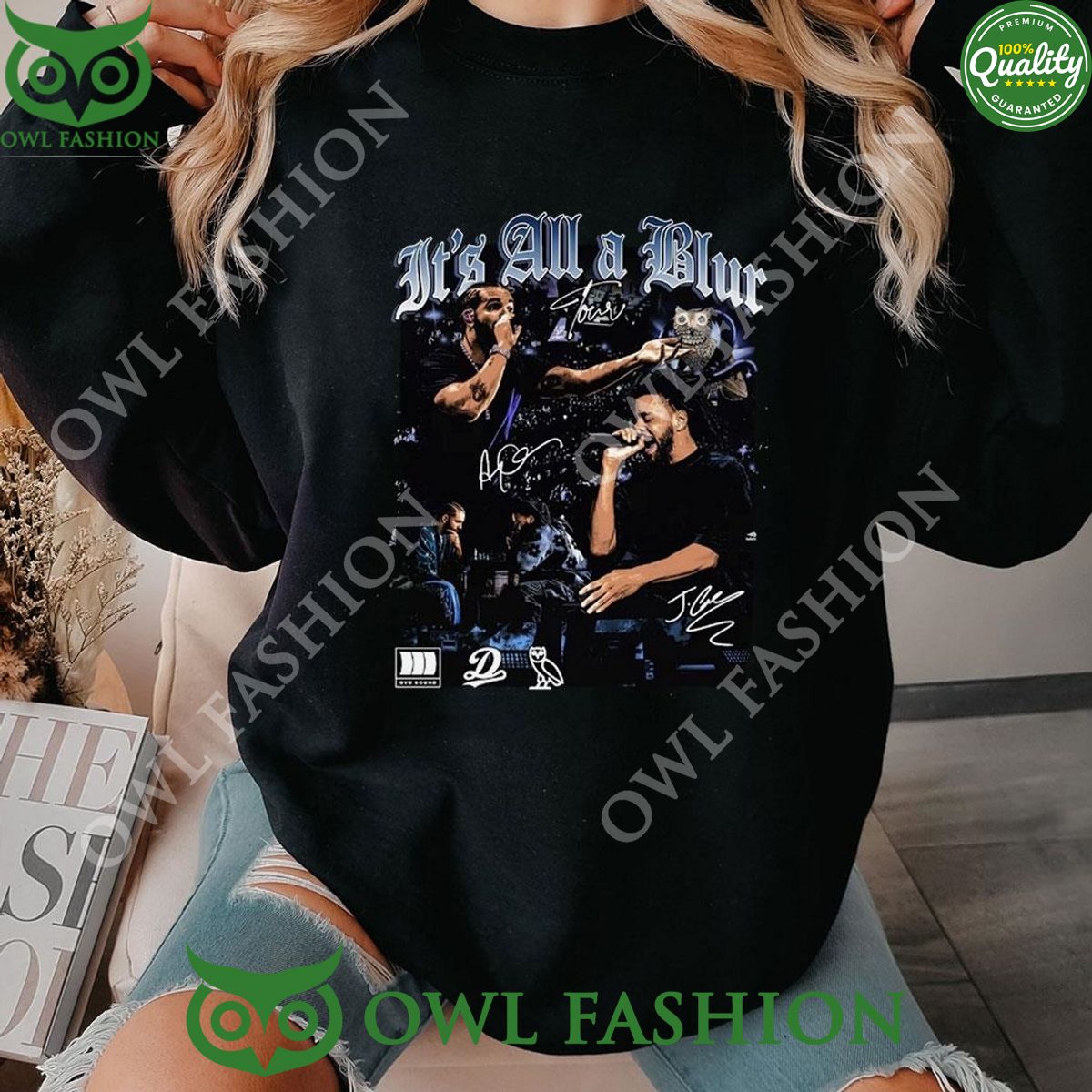 Its All A Blur Tour Big As The What 2024 Drake J Cole - Adult & Kids T-Shirts, Sweatshirts & Hoodies apparel design preview 1