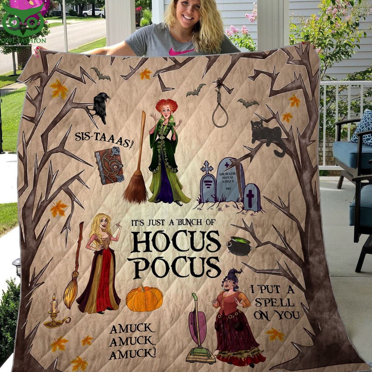 It's Just A Bunch Of Hocus Pocus Halloween Blanket - Adult & Kids T-Shirts, Sweatshirts & Hoodies apparel design preview 1