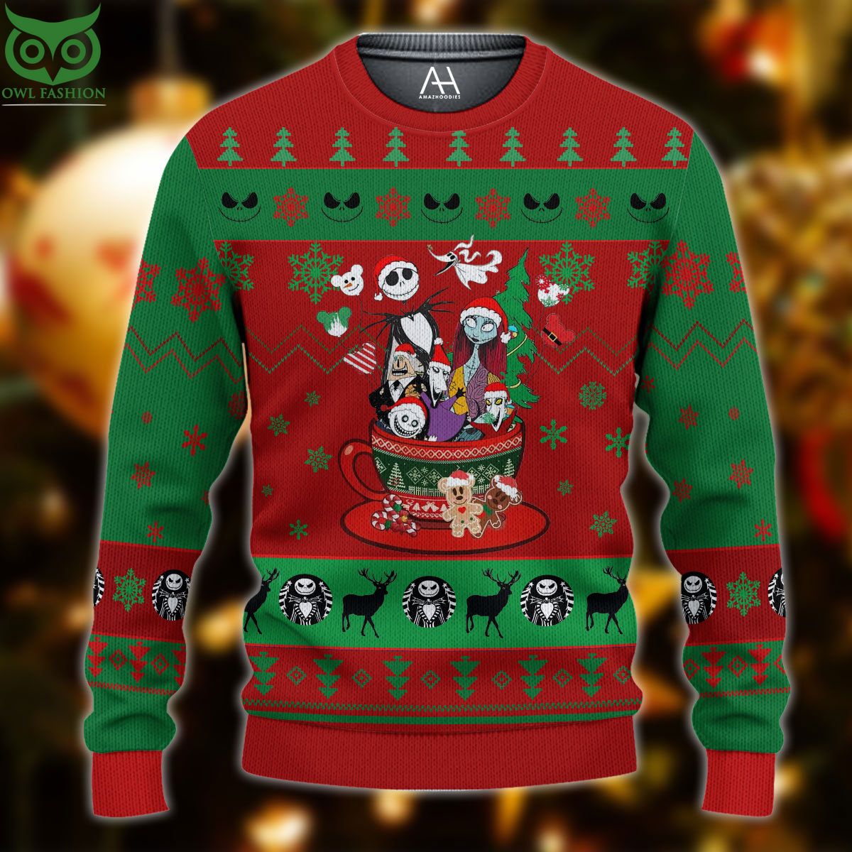 Jack Skellington Halloween Horror Ugly Sweater - Adult & Kids T-Shirts, Sweatshirts & Hoodies apparel design preview 1