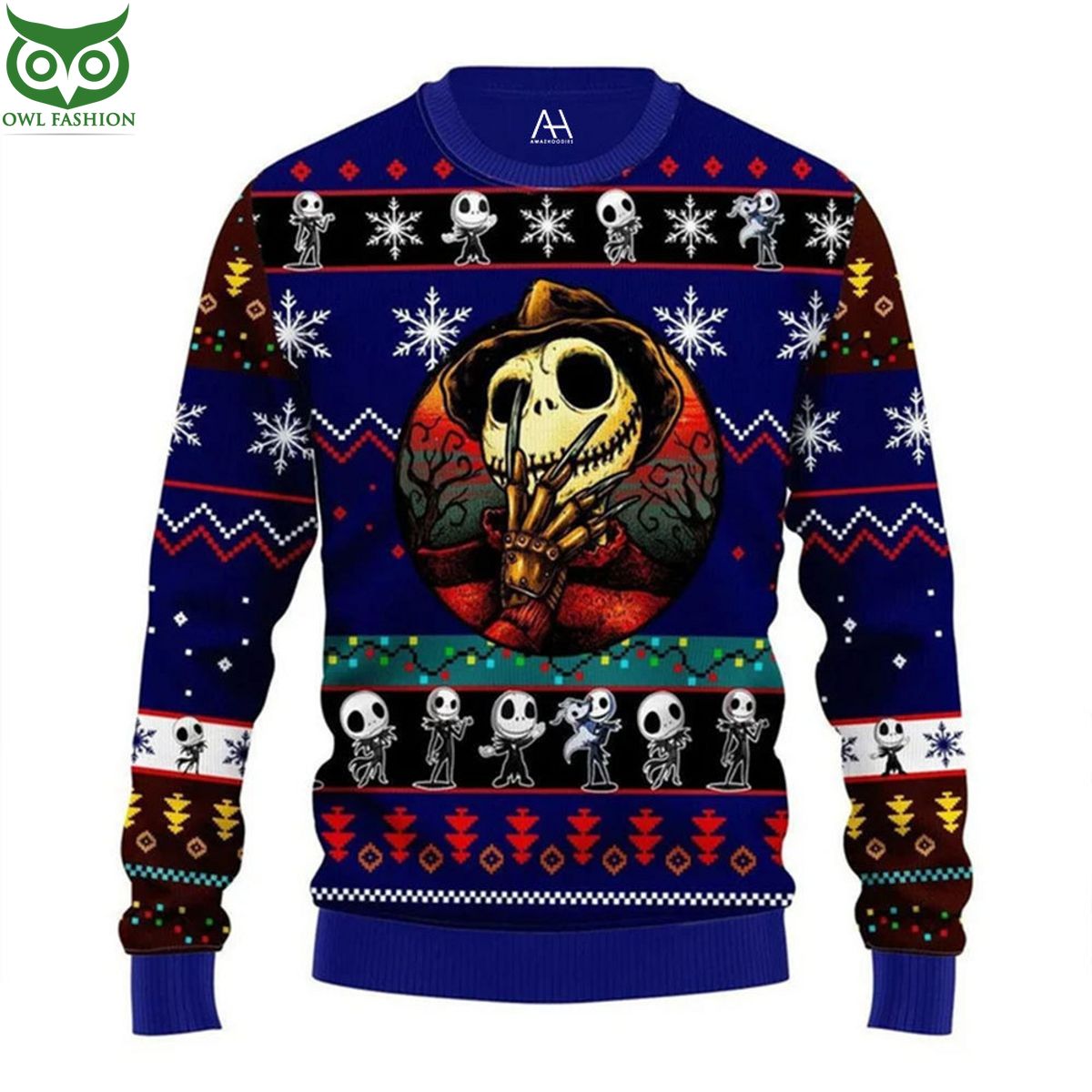 Jack Skellington Horror Ugly Christmas Unisex Sweater - Adult & Kids T-Shirts, Sweatshirts & Hoodies apparel design preview 1