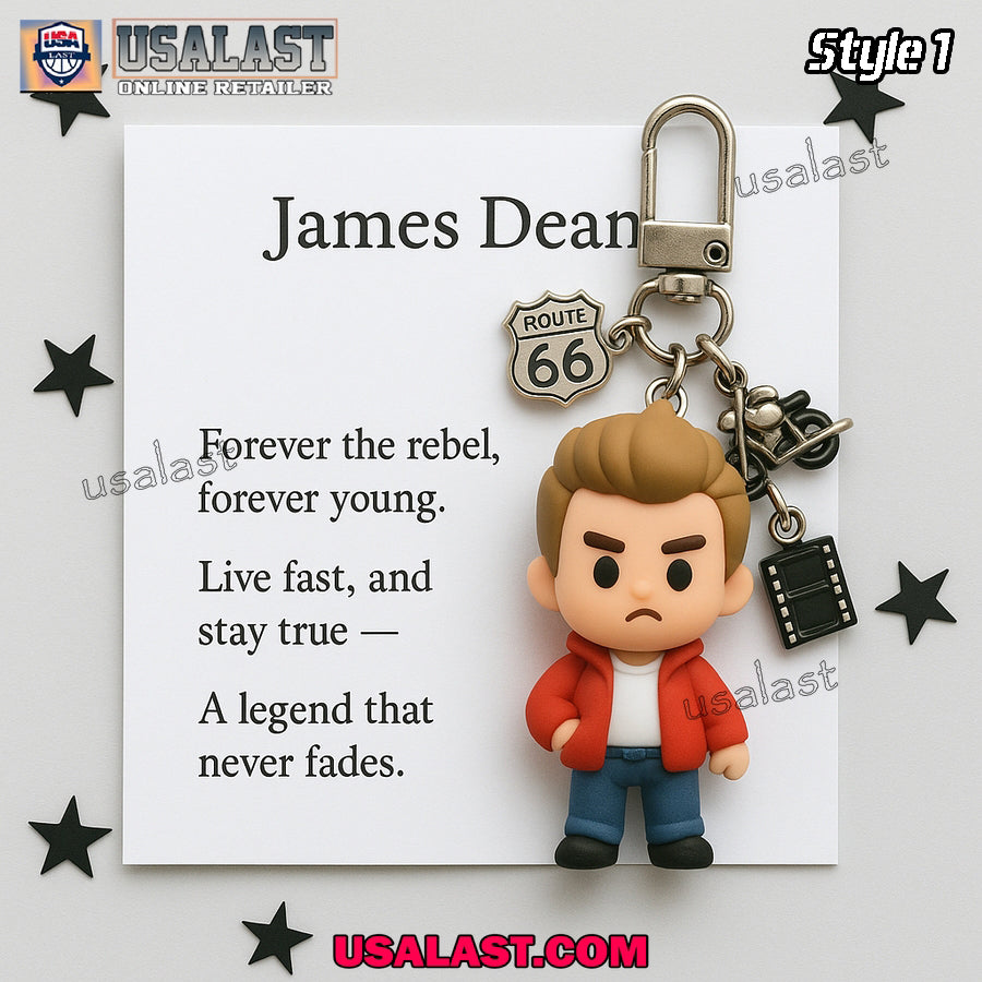 James Dean Memorial Keyring Keychain - Adult & Kids T-Shirts, Sweatshirts & Hoodies apparel design preview 1
