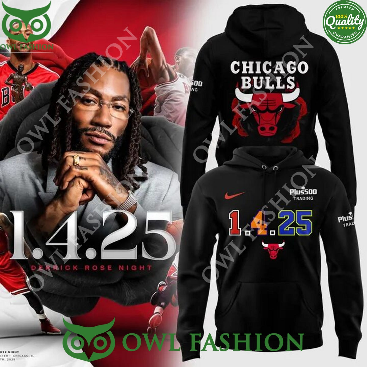 Jan 4th 2025 Plus500 trading Chicago Bulls Derrick - Adult & Kids T-Shirts, Sweatshirts & Hoodies apparel design preview 1