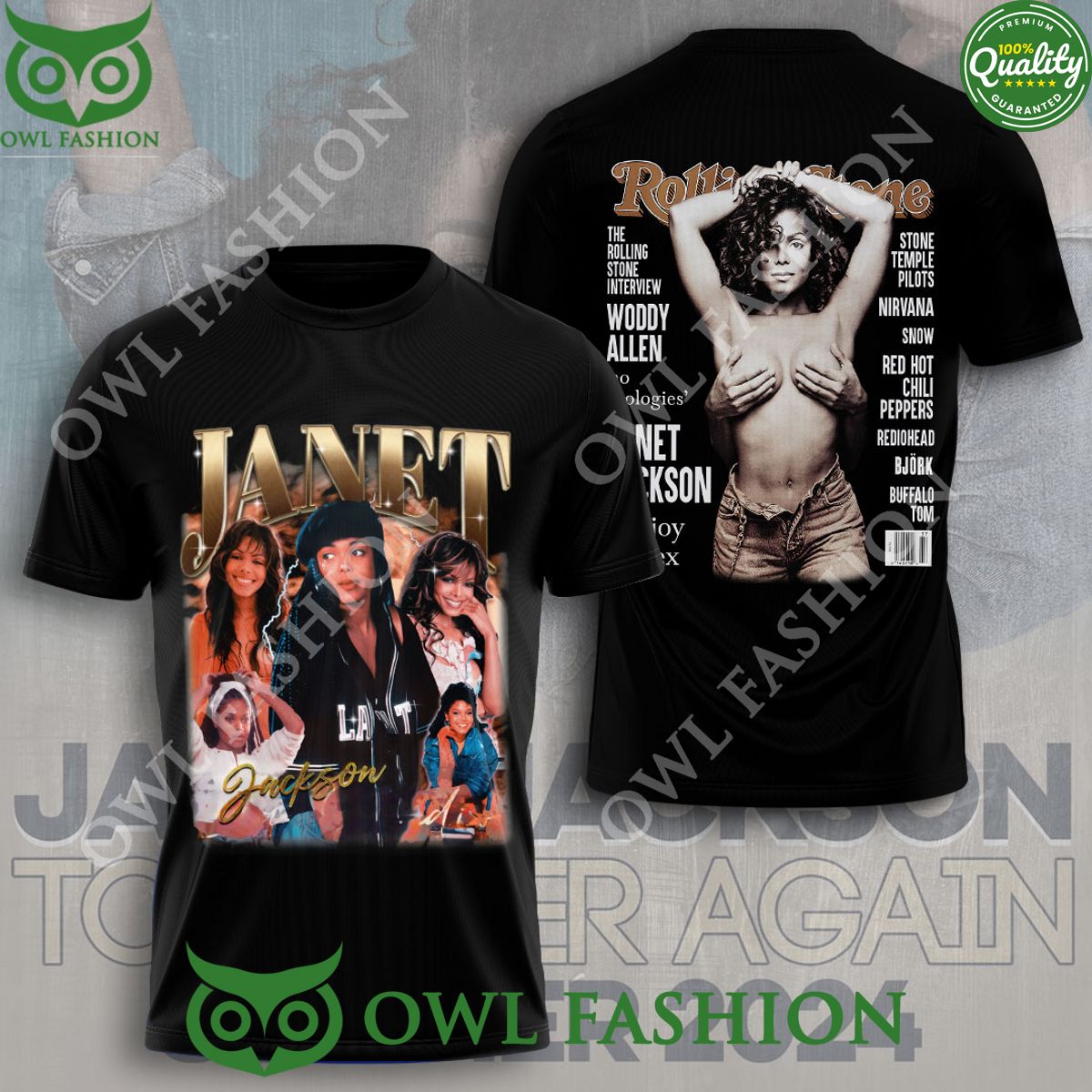 Janet Jackson Rolling Stone 3D - Adult & Kids T-Shirts, Sweatshirts & Hoodies apparel design preview 1