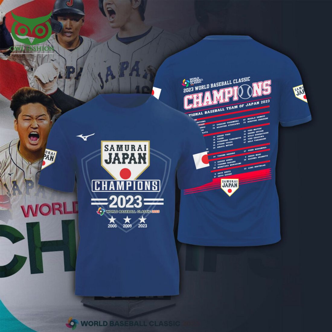 Japan Baseball 2023 World Classic Champion 3D - Adult & Kids T-Shirts, Sweatshirts & Hoodies apparel design preview 1