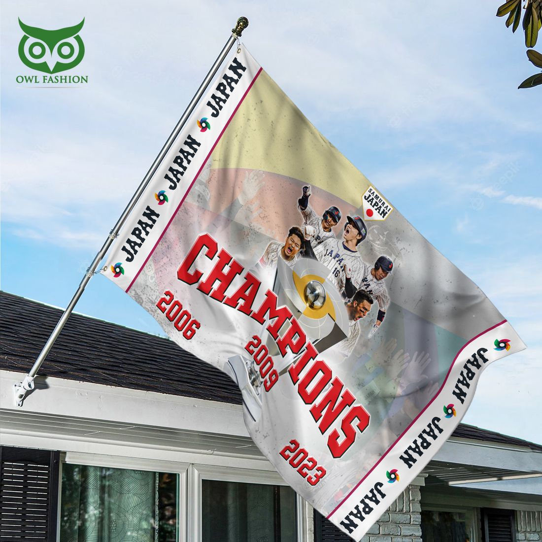 Japan Baseball 2023 World Classic Champion Flag - Adult & Kids T-Shirts, Sweatshirts & Hoodies apparel design preview 1