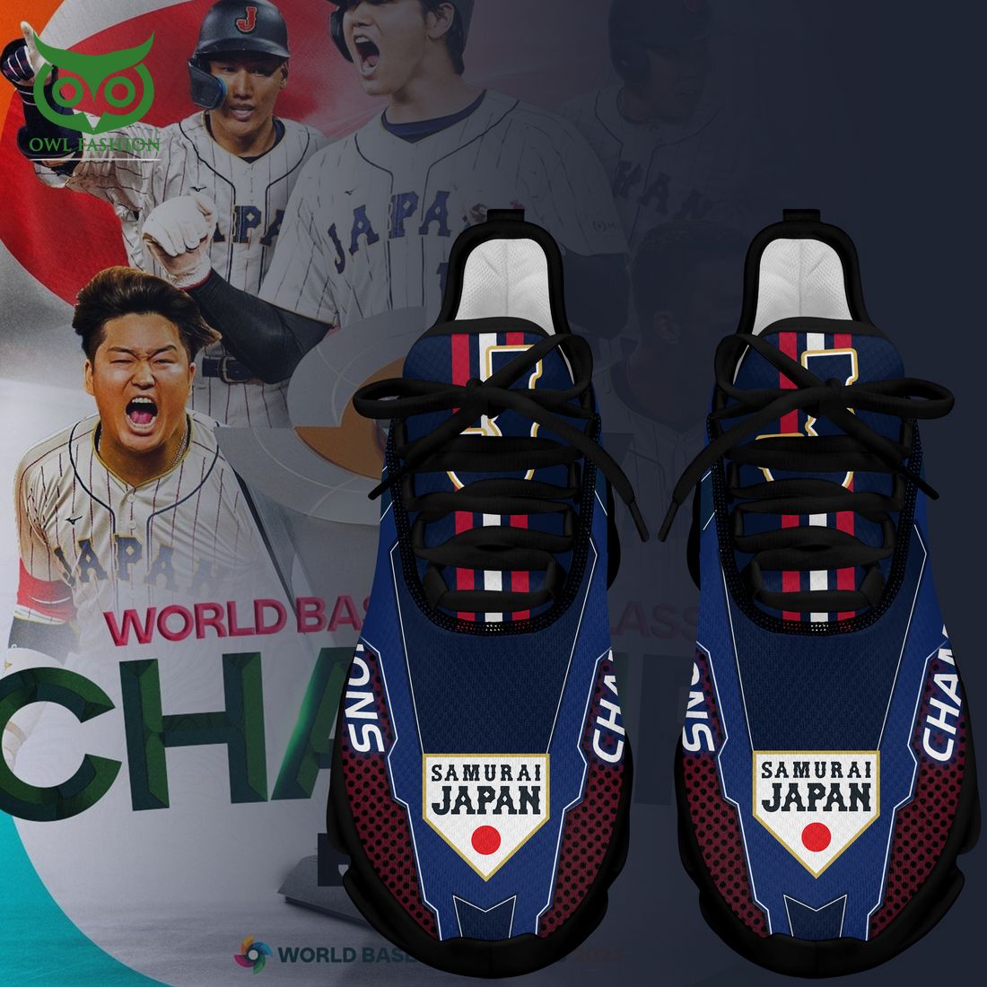 Japan Baseball Running Shoes 2023 World Classic Blue - Adult & Kids T-Shirts, Sweatshirts & Hoodies apparel design preview 1