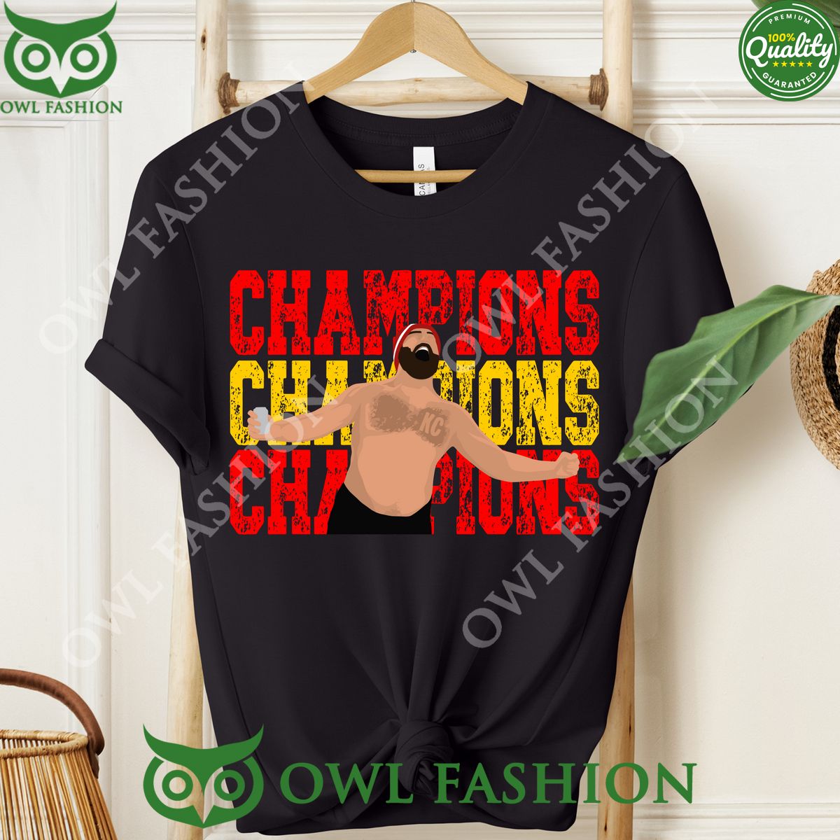 Jason Kelce barebacked Kansas City Chiefs Champions - Adult & Kids T-Shirts, Sweatshirts & Hoodies apparel design preview 1
