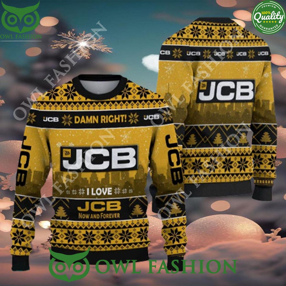 JCB Car Lovers Ugly Christmas 3D Sweater Jumper Gift - Adult & Kids T-Shirts, Sweatshirts & Hoodies apparel design preview 1