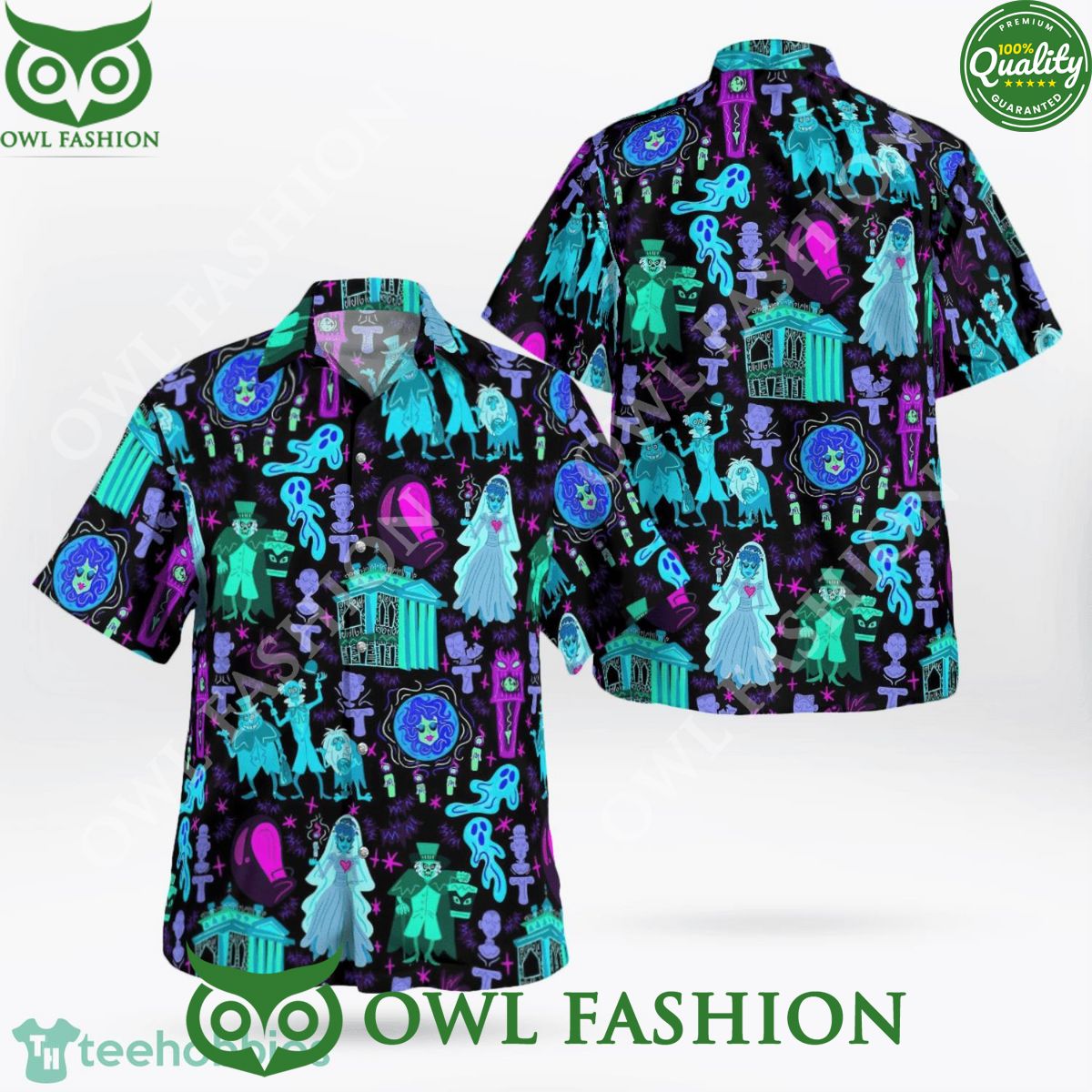 Haunted Mansion Ghosts Halloween Vibe Hawaiian - Adult & Kids T-Shirts, Sweatshirts & Hoodies apparel design preview 1