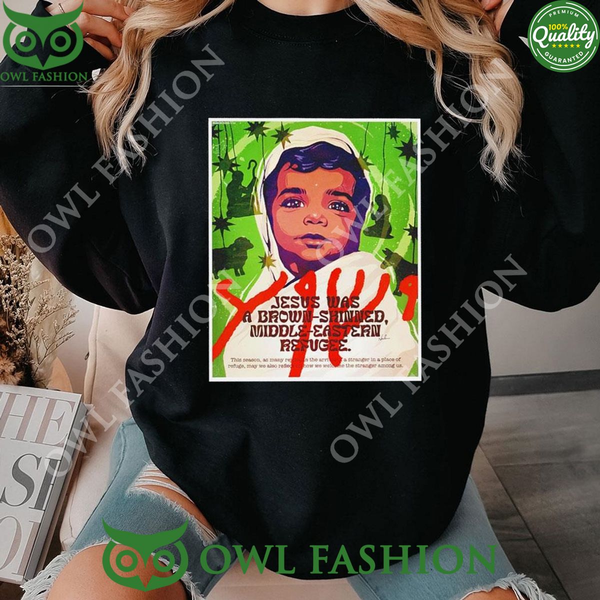 Jesus Was A Brownskinned Middle eastern Refugee 2024 - Adult & Kids T-Shirts, Sweatshirts & Hoodies apparel design preview 1