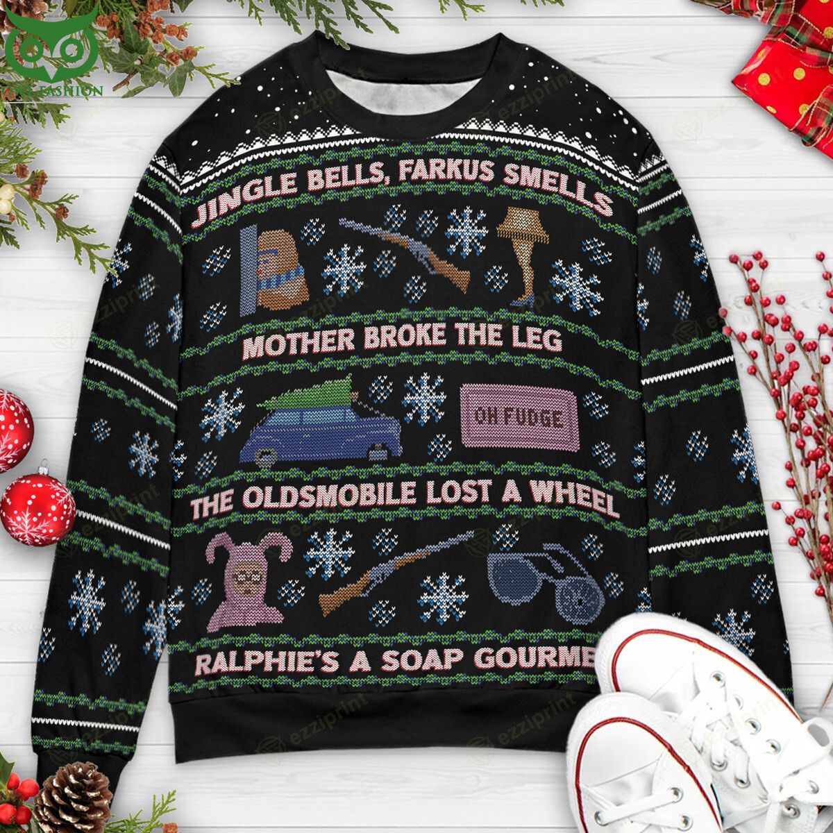 Jinger Bells Farkus smells A Christmas Story Sweater - Adult & Kids T-Shirts, Sweatshirts & Hoodies apparel design preview 1