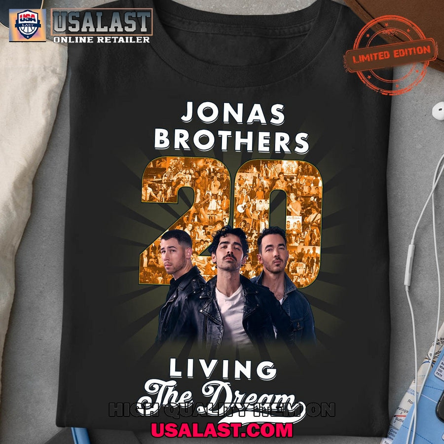 Jonas Brothers 20 Years Living The Dream - Adult & Kids T-Shirts, Sweatshirts & Hoodies apparel design preview 1