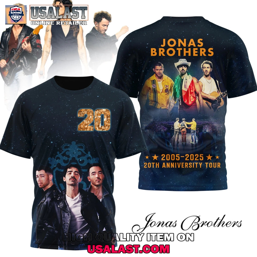 Jonas Brothers 2005-2025 20th Anniversary Tour 3D - Adult & Kids T-Shirts, Sweatshirts & Hoodies apparel design preview 1