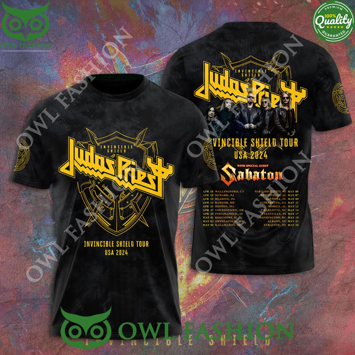 Judas Priest 2024 Invincible Shield Tour USA 3D - Adult & Kids T-Shirts, Sweatshirts & Hoodies apparel design preview 1