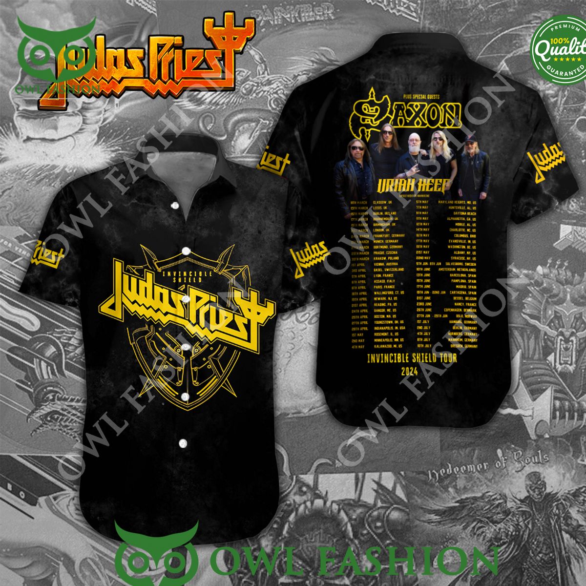 Judas Priest 3D Saxon Uriah Heep Tour 2024 hawaiian - Adult & Kids T-Shirts, Sweatshirts & Hoodies apparel design preview 1
