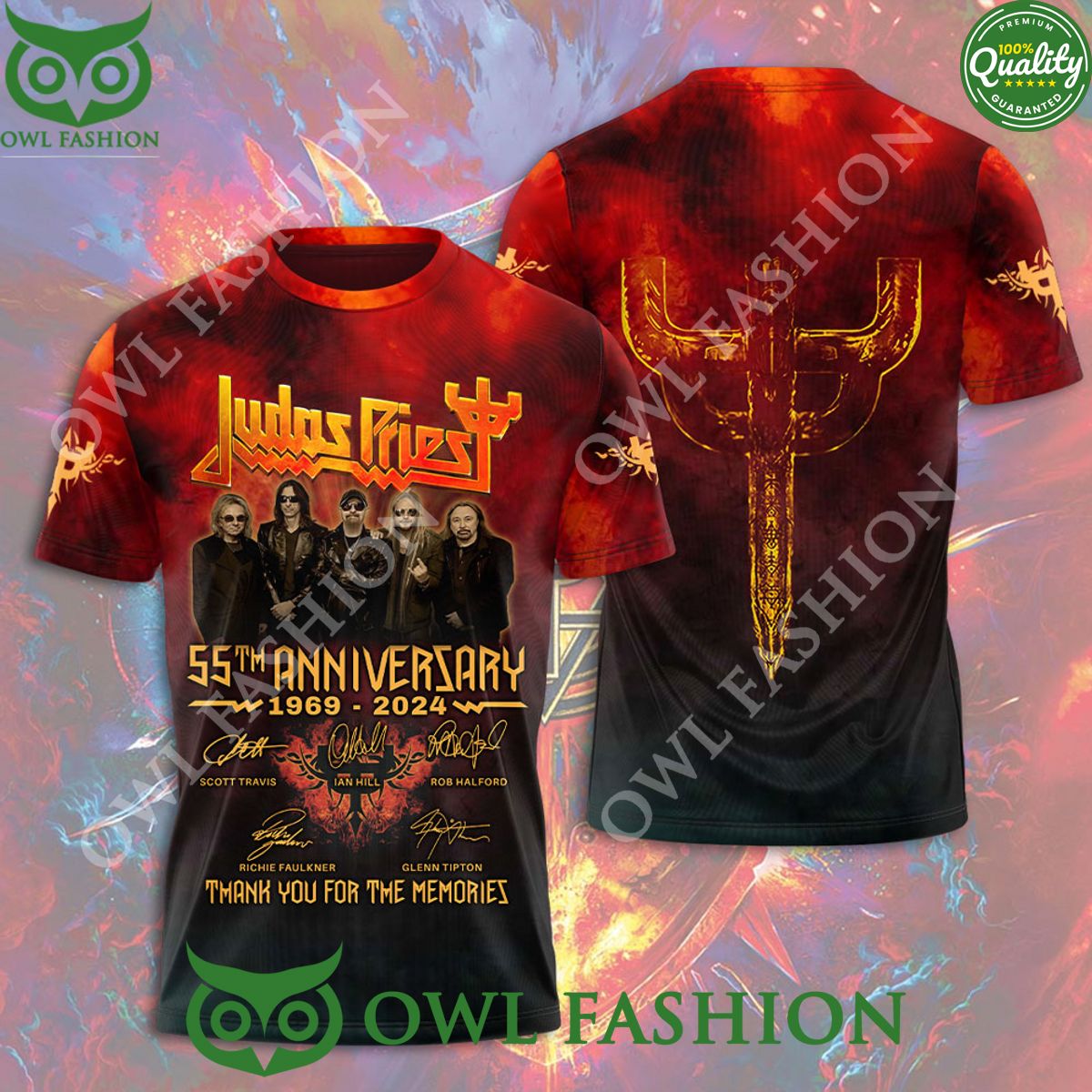 Judas Priest 55th Anniversary Memories 3D - Adult & Kids T-Shirts, Sweatshirts & Hoodies apparel design preview 1
