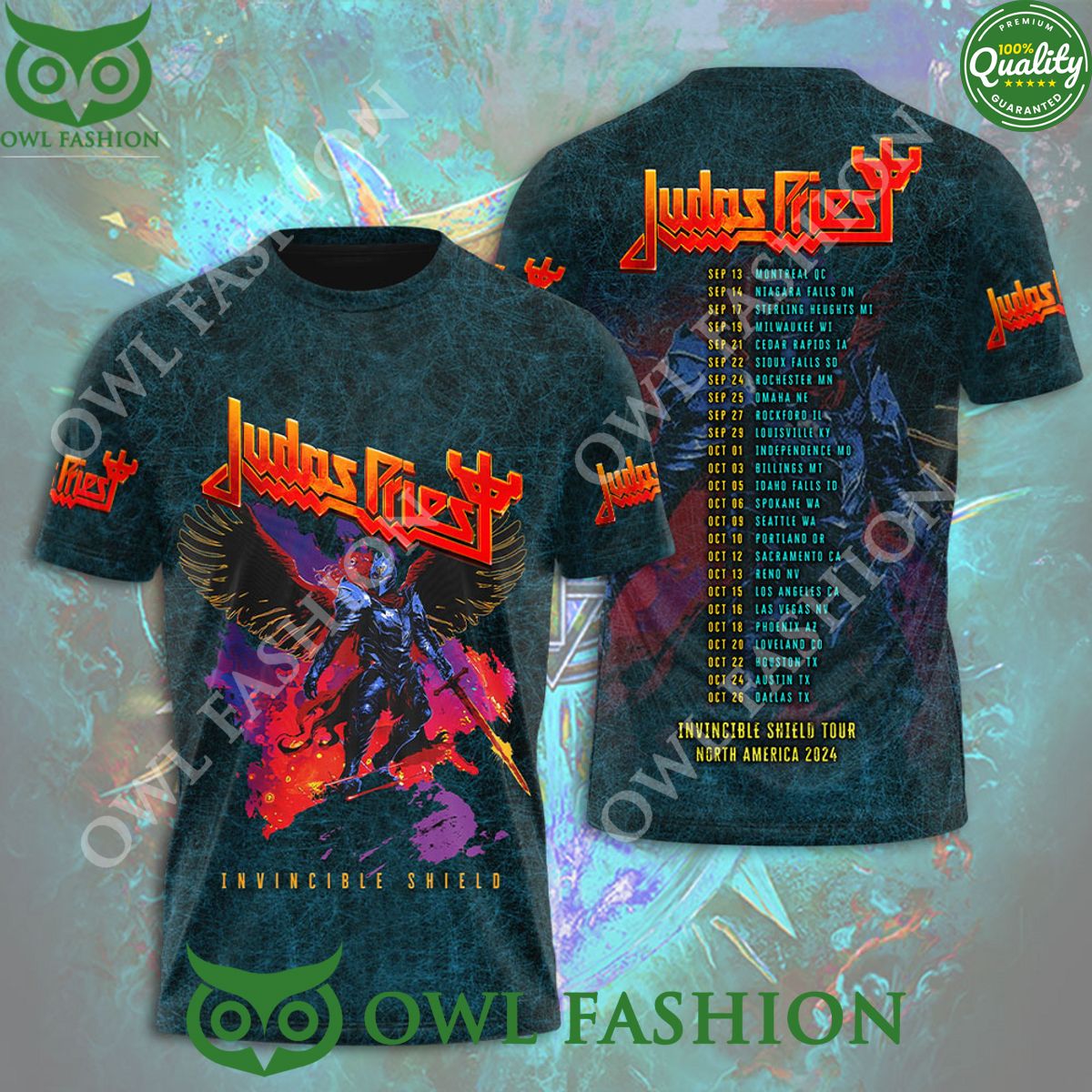Judas Priest Invincible Shield Tour NA 2024 3D - Adult & Kids T-Shirts, Sweatshirts & Hoodies apparel design preview 1