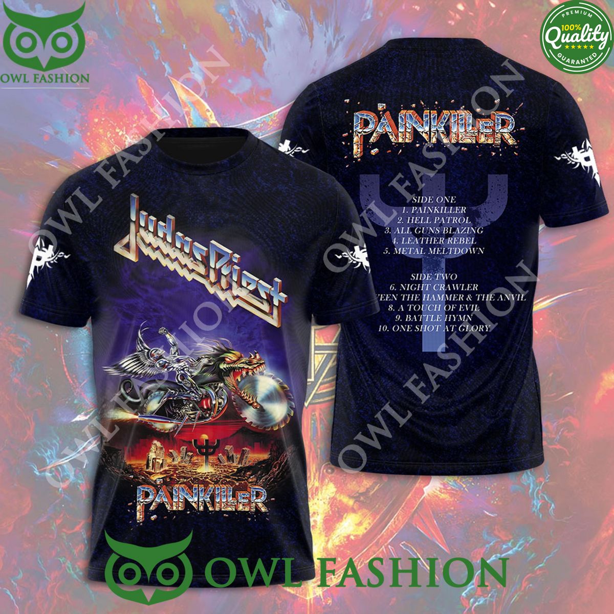 Judas Priest Painkiller Studio Album 3D - Adult & Kids T-Shirts, Sweatshirts & Hoodies apparel design preview 1