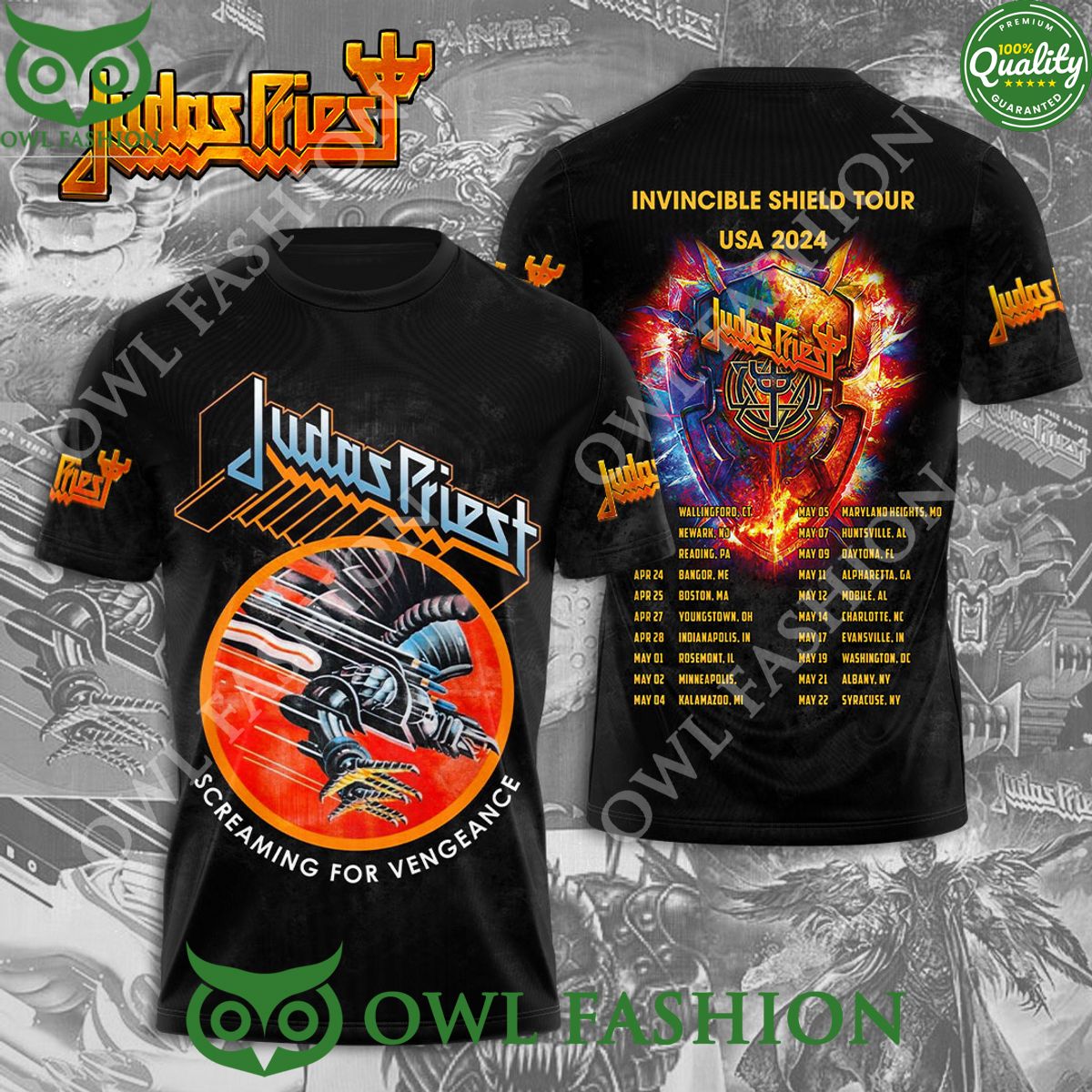 Judas Priest Screaming For Vengeance 3D - Adult & Kids T-Shirts, Sweatshirts & Hoodies apparel design preview 1