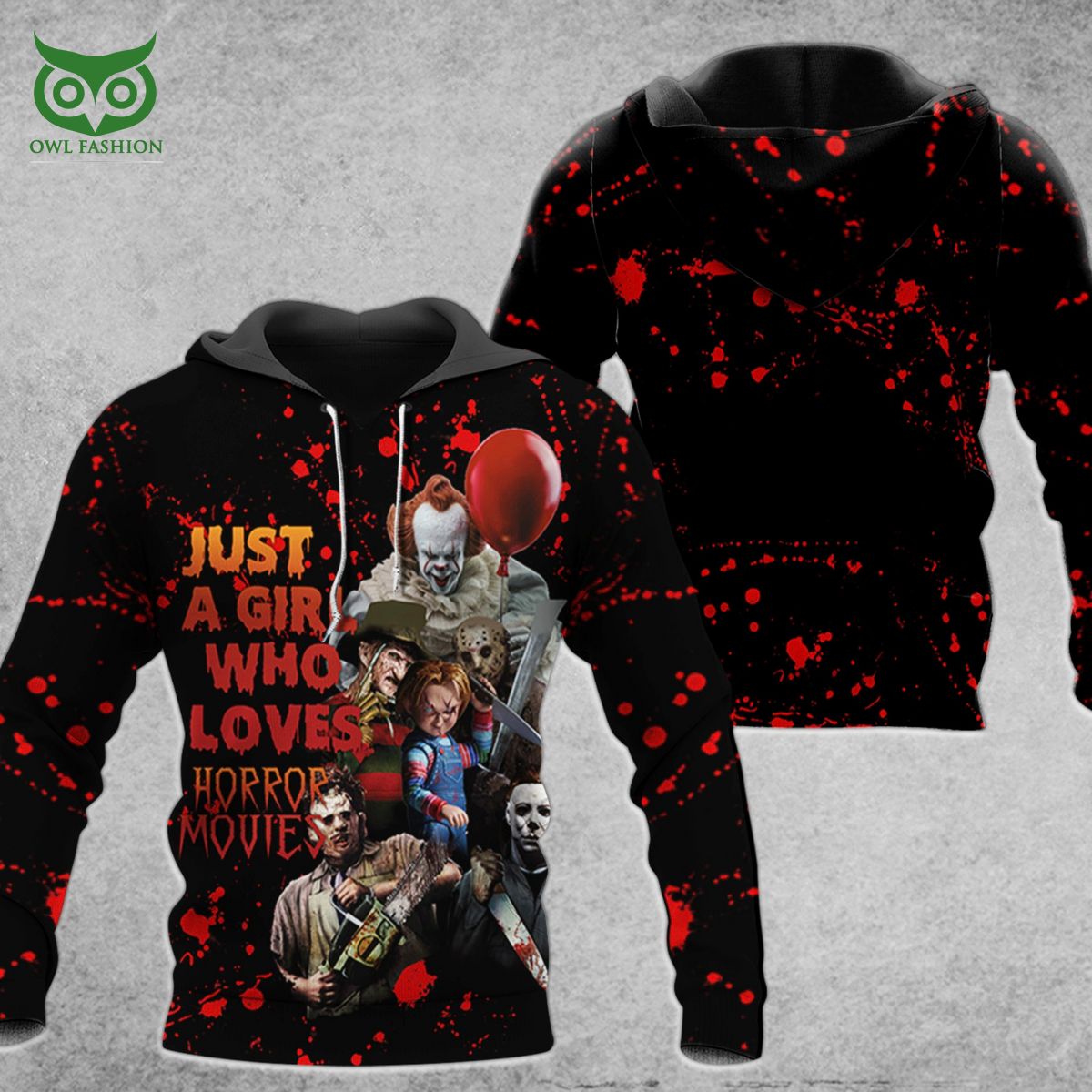 Just A Girl Who Loves Horror Movies Characters - Adult & Kids T-Shirts, Sweatshirts & Hoodies apparel design preview 1