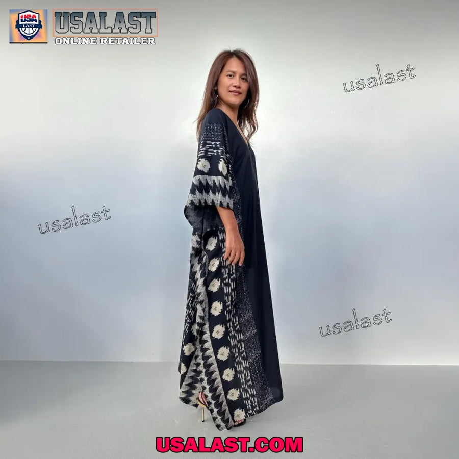 Kaftan Dress For Resort Wear, Tropical Vacation Black - Adult & Kids T-Shirts, Sweatshirts & Hoodies apparel design preview 1