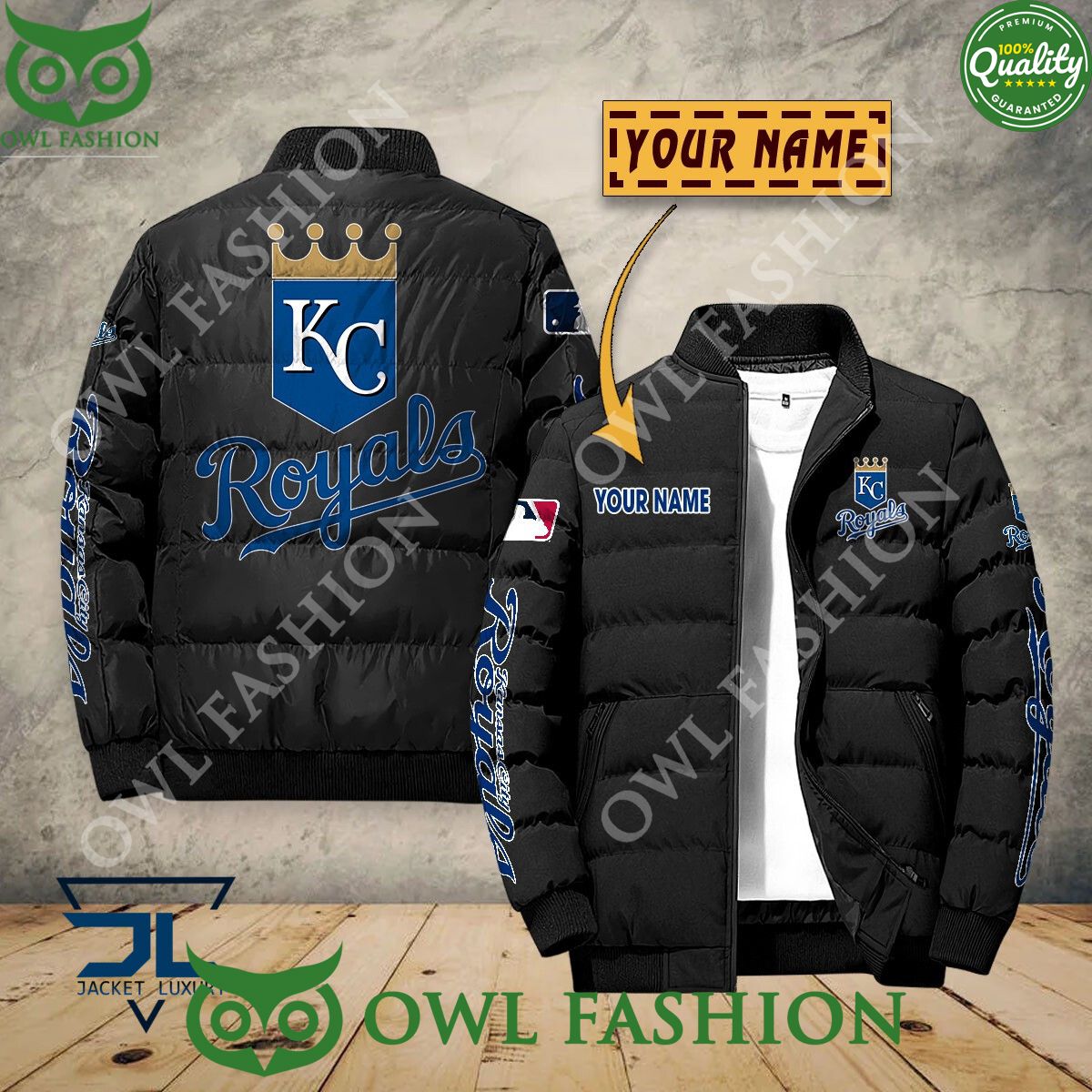 Kansas City Royals Custom Name MLB Baseball Jacket - Adult & Kids T-Shirts, Sweatshirts & Hoodies apparel design preview 1