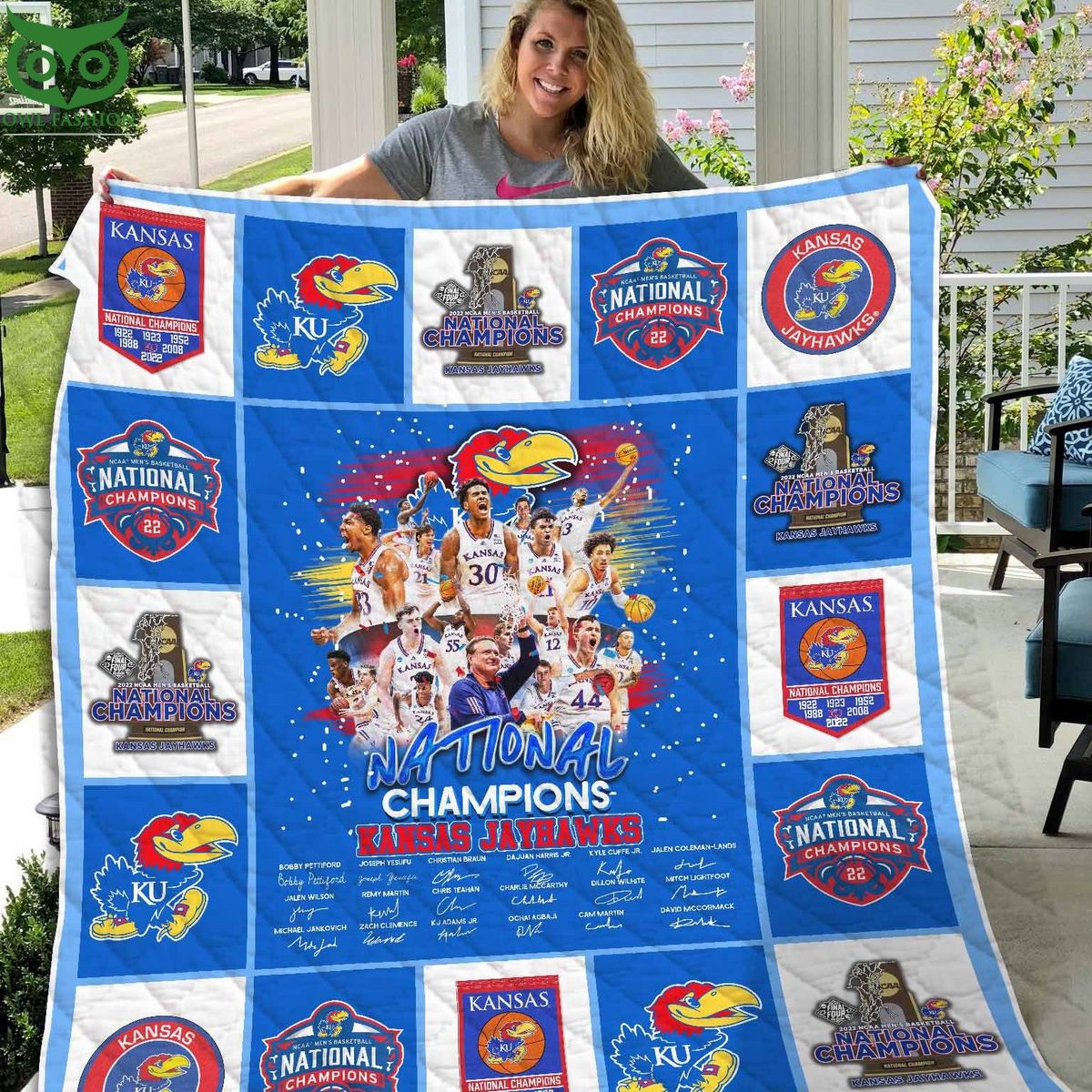 Kansas Jayhawks NCAA Quilt Blanket - Adult & Kids T-Shirts, Sweatshirts & Hoodies apparel design preview 1