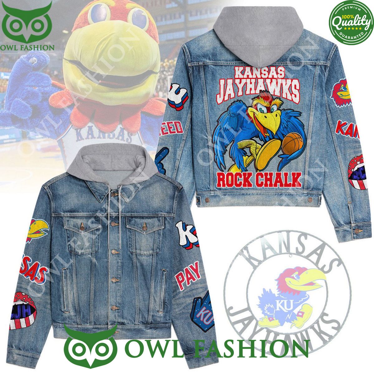 Kansas Jayhawks Rock Chalk basketball NCAA 2d denim - Adult & Kids T-Shirts, Sweatshirts & Hoodies apparel design preview 1