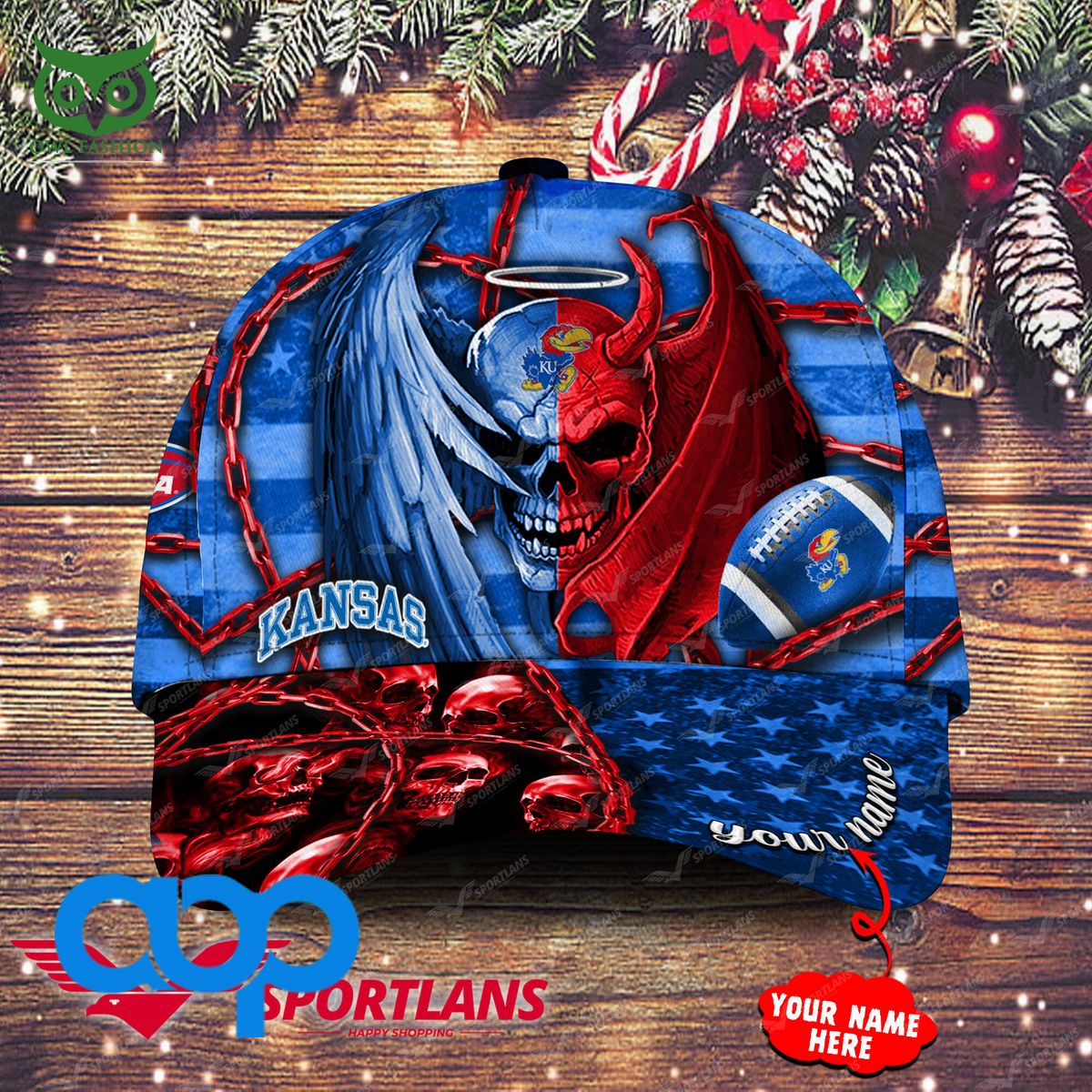 Kansas Jayhawks Trend 2023 NCAA Skull Personalized - Adult & Kids T-Shirts, Sweatshirts & Hoodies apparel design preview 1