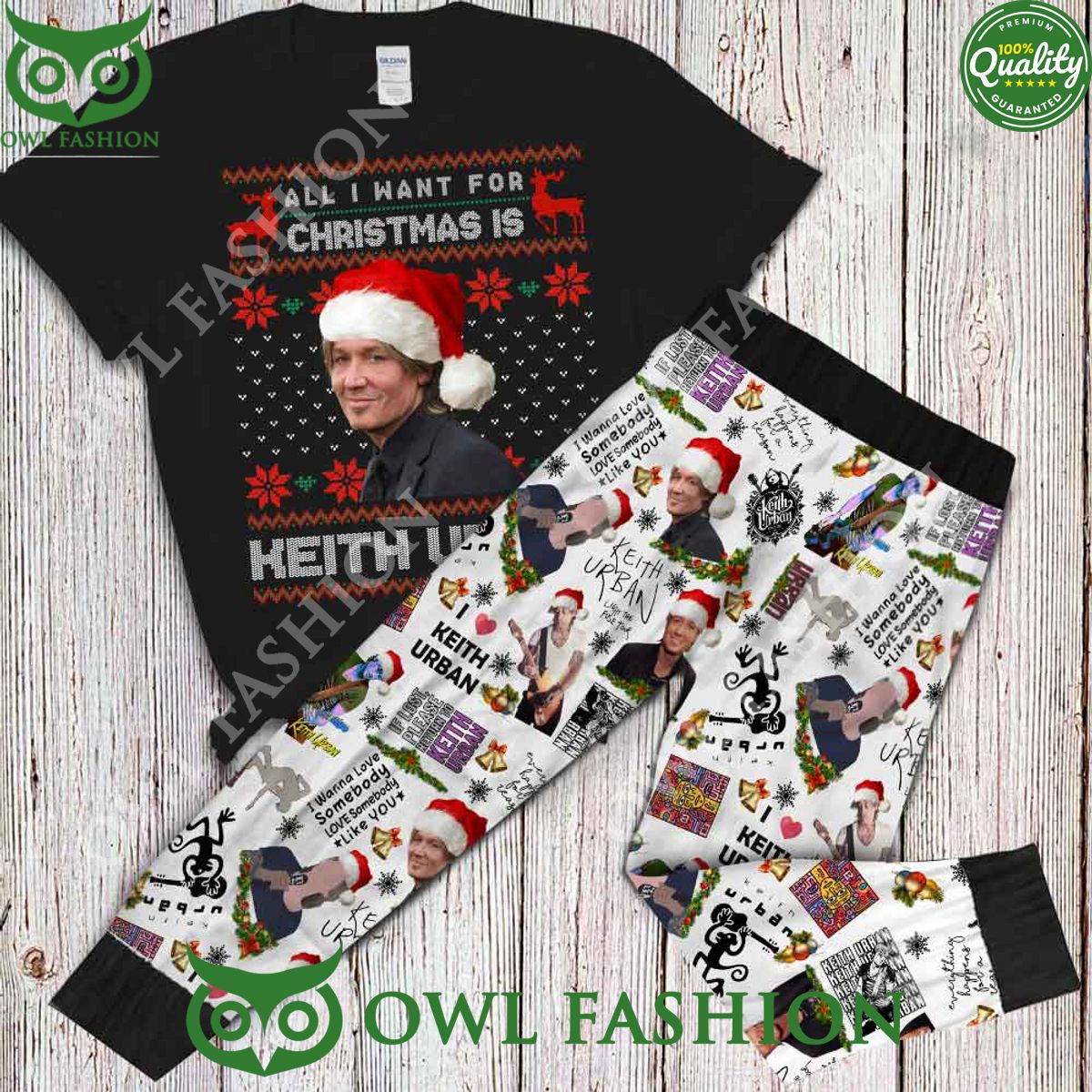 Keith Urban All I Want For Christmas Pajamas Set - Adult & Kids T-Shirts, Sweatshirts & Hoodies apparel design preview 1