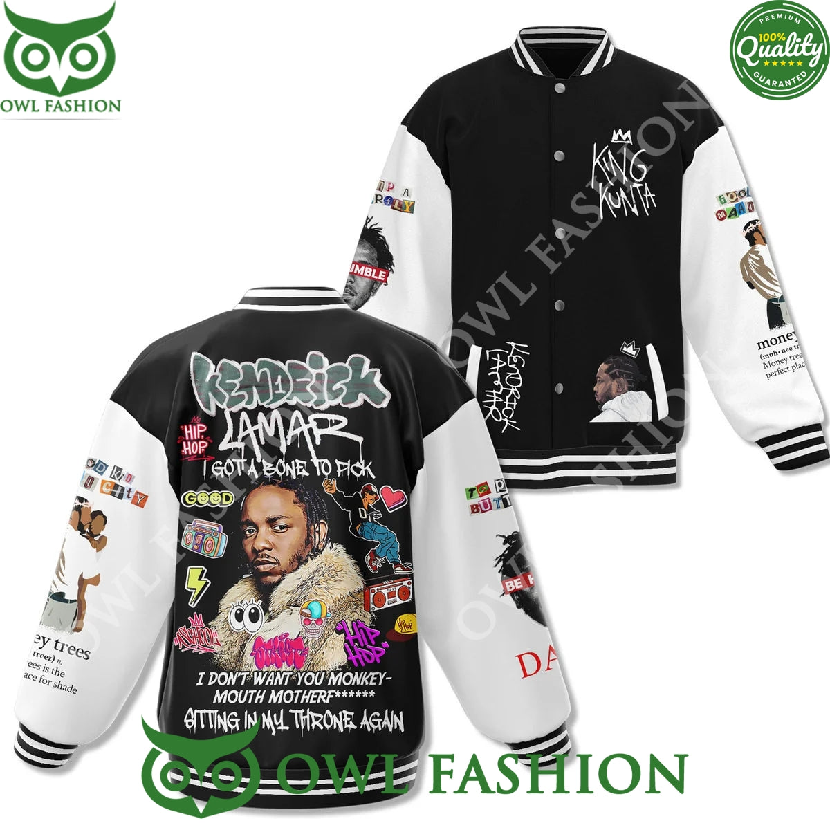 Kendrick Lamar I Got A Bone To Pick Black Baseball - Adult & Kids T-Shirts, Sweatshirts & Hoodies apparel design preview 1