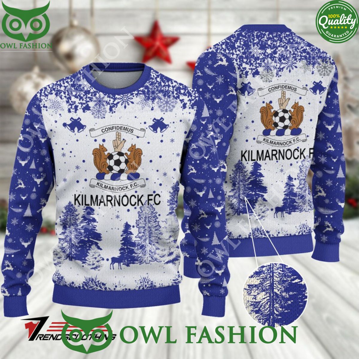 Kilmarnock F.C. SPFL Scottish Snow Fall Pine Ugly - Adult & Kids T-Shirts, Sweatshirts & Hoodies apparel design preview 1