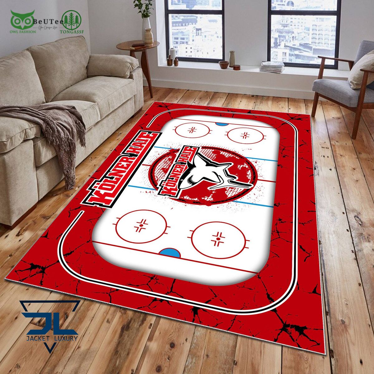 Kolner Haie Germany Ice Hockey Team Carpet Rug - Adult & Kids T-Shirts, Sweatshirts & Hoodies apparel design preview 1