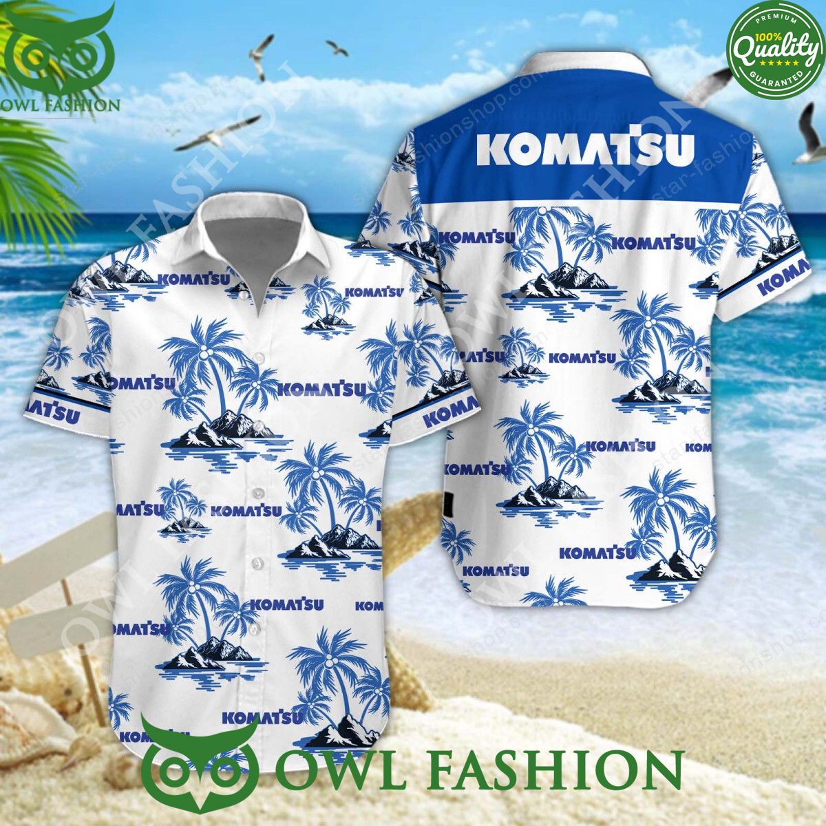Komatsu Tractor construction europe brand Hawaiian - Adult & Kids T-Shirts, Sweatshirts & Hoodies apparel design preview 1