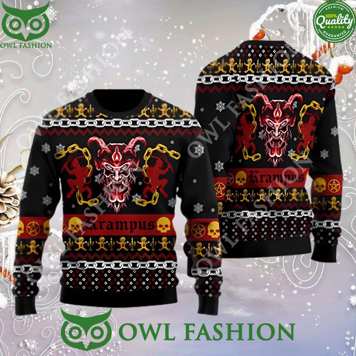 Krampus Horror Ugly Christmas Sweater Jumpers - Adult & Kids T-Shirts, Sweatshirts & Hoodies apparel design preview 1