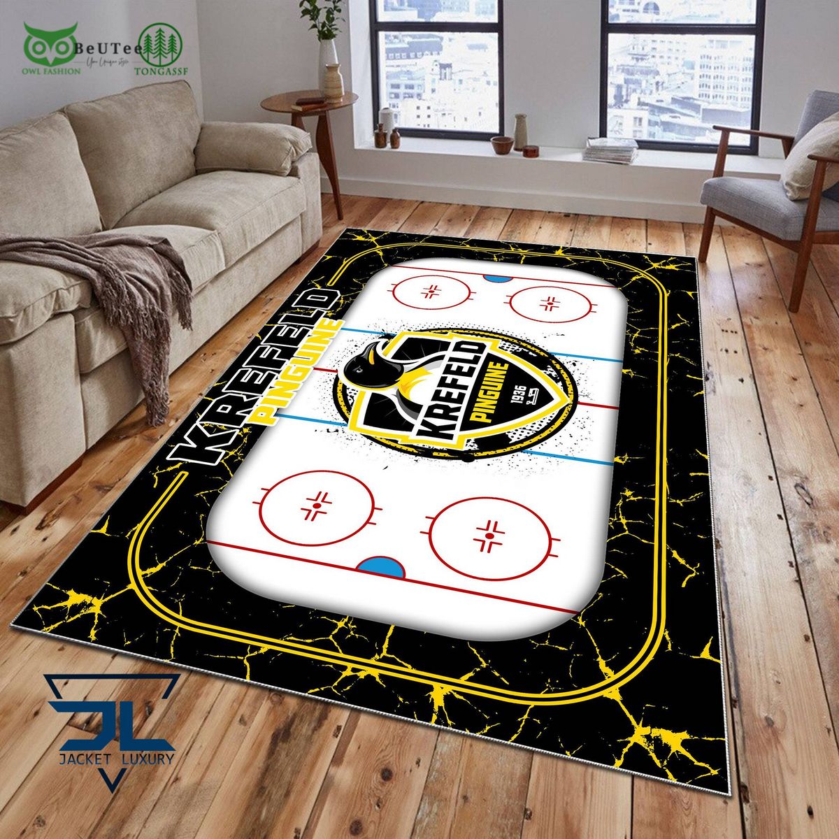 Krefeld Pinguine Germany Ice Hockey Team Carpet Rug - Adult & Kids T-Shirts, Sweatshirts & Hoodies apparel design preview 1