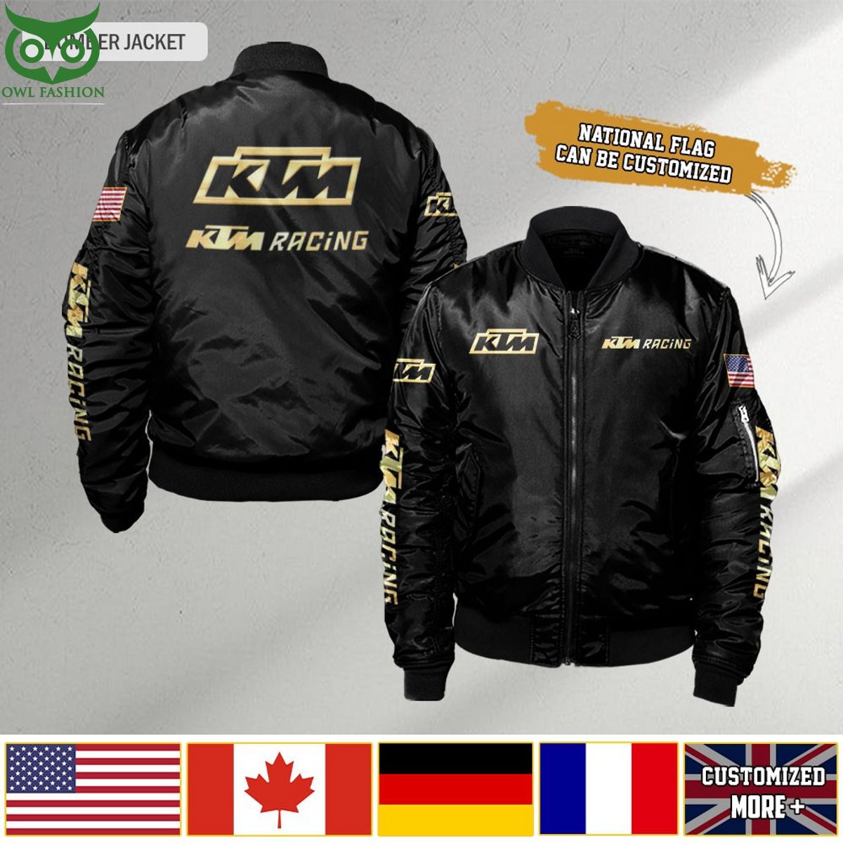 KTM Racing Custom Flag 3D Bomber Jacket - Adult & Kids T-Shirts, Sweatshirts & Hoodies apparel design preview 1