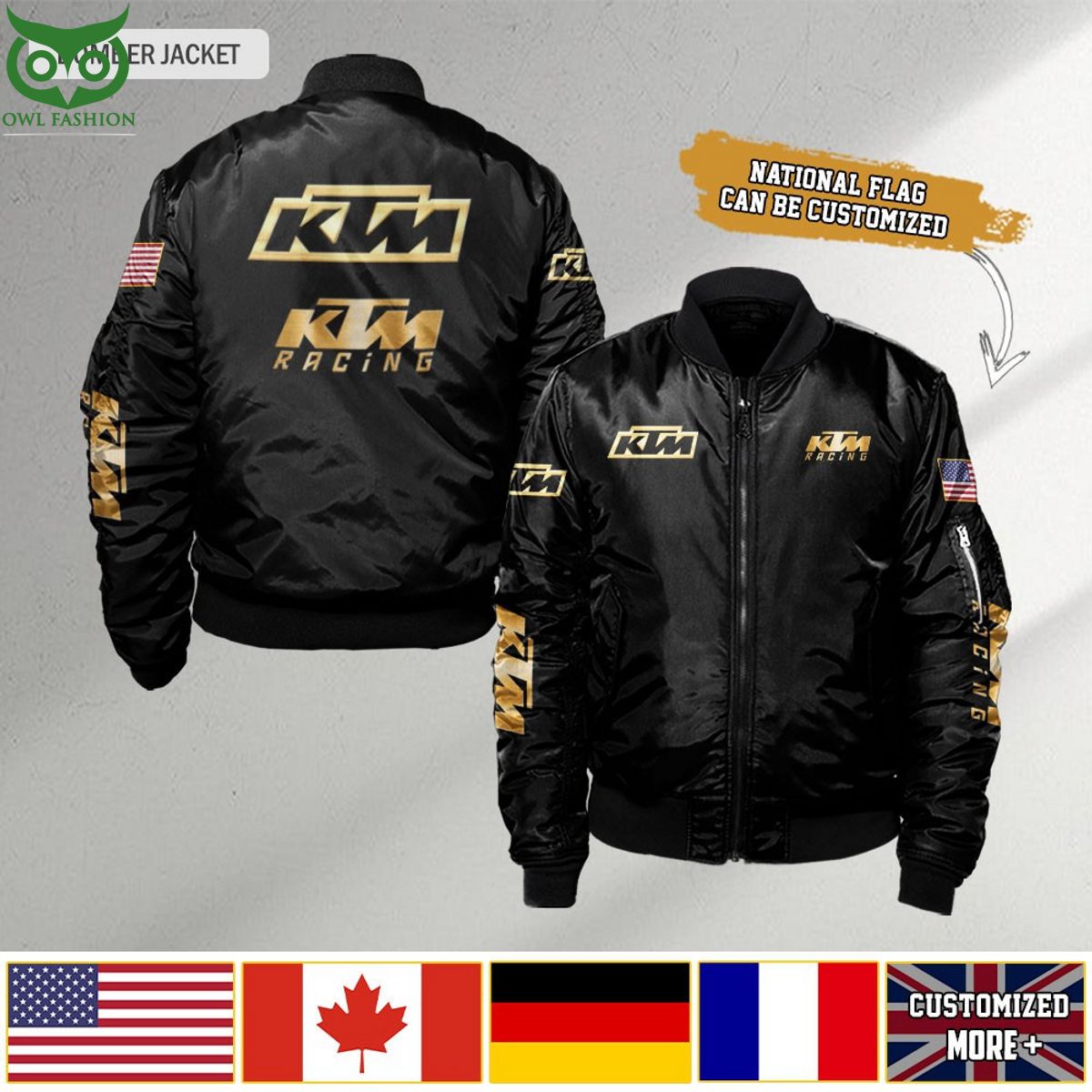 KTM Racing Motor Custom Flag 3D Bomber Jacket - Adult & Kids T-Shirts, Sweatshirts & Hoodies apparel design preview 1