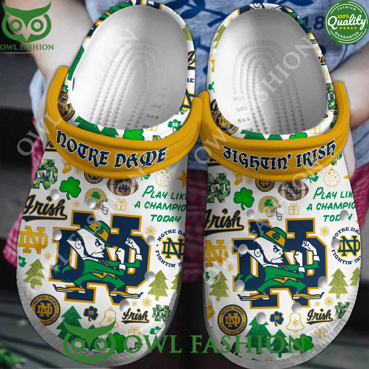 Notre Dame Fighting Irish Logo Mascot Clogs - Adult & Kids T-Shirts, Sweatshirts & Hoodies apparel design preview 1