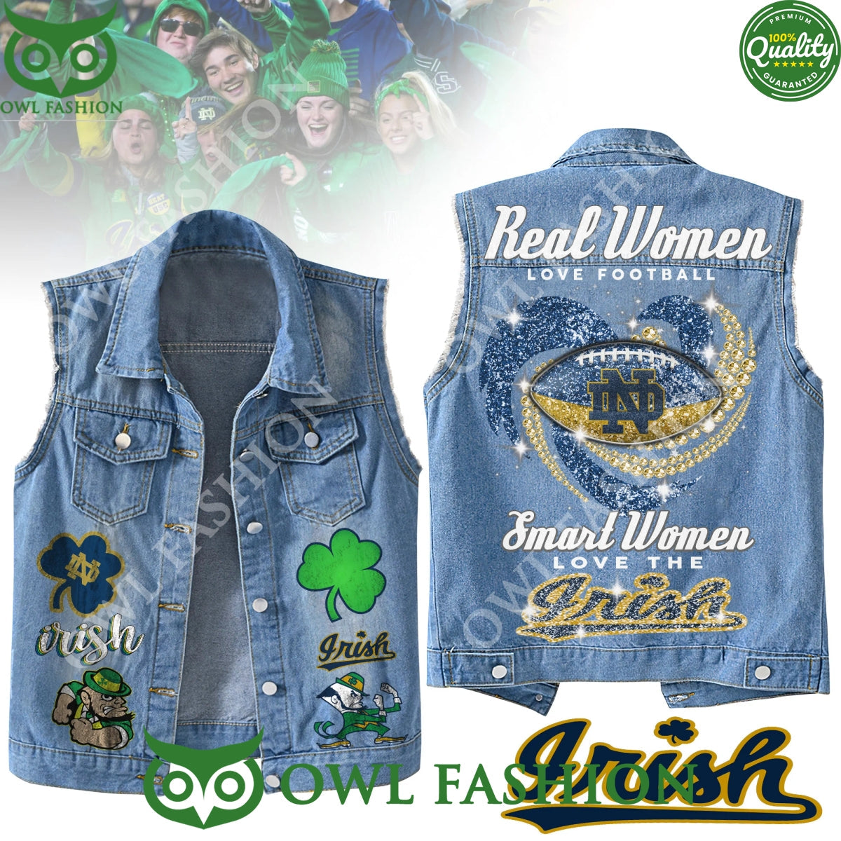 Notre Dame Fighting Irish Real Women Love Football - Adult & Kids T-Shirts, Sweatshirts & Hoodies apparel design preview 1