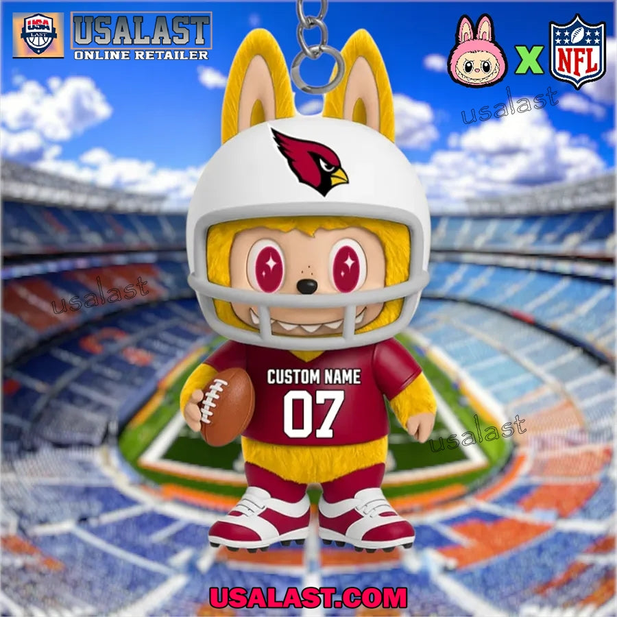 Labubu In Arizona Cardinals Custom Acrylic Keychain - Adult & Kids T-Shirts, Sweatshirts & Hoodies apparel design preview 1