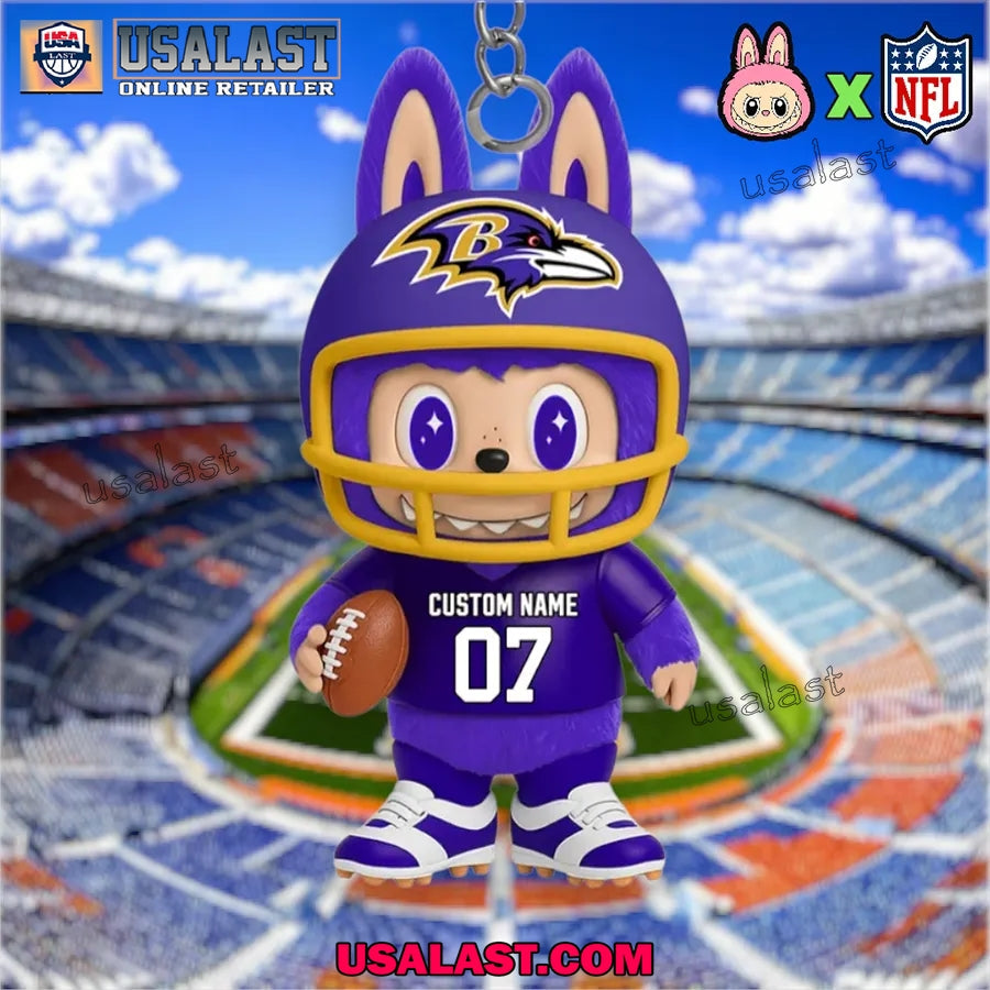 Labubu In Baltimore Ravens Custom Acrylic Keychain - Adult & Kids T-Shirts, Sweatshirts & Hoodies apparel design preview 1