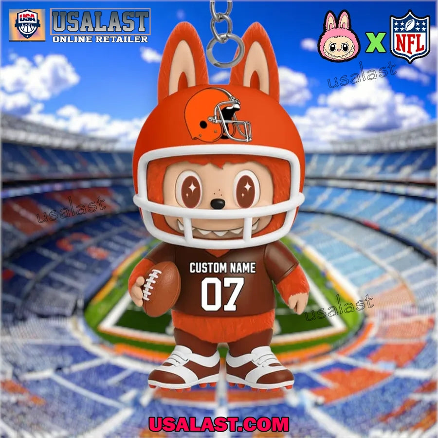 Labubu In Cleveland Browns Custom Acrylic Keychain - Adult & Kids T-Shirts, Sweatshirts & Hoodies apparel design preview 1
