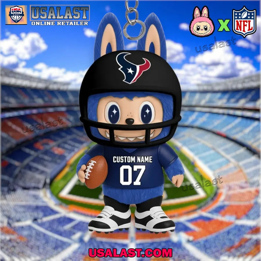 Labubu In Houston Texans Custom Acrylic Keychain - Adult & Kids T-Shirts, Sweatshirts & Hoodies apparel design preview 1